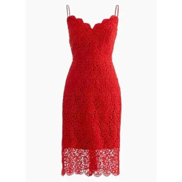 ❤️ J.Crew Red Lace Sheath Dress – Size 6 - Picture 1 of 9
